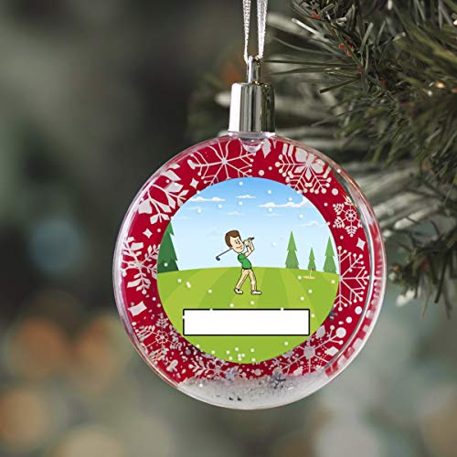 PrintedPerfection.com Personalized StoryLine Cartoon Caricature Snow Globe Christmas Ornament: Golfer - Male