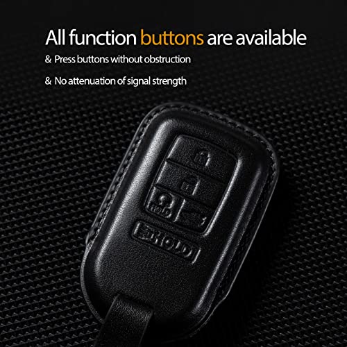 Smyfob Compatible With Honda Key Fob Cover Leather Keychain Holder Shell Case Compatible With Honda Accord Sport Civic Si Crv Hrv Exl Clarity Insight Passport Pilot Accessories #TOP3