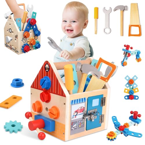Gindoly Montessori Kinder Werkzeugkoffer Spielzeug ab 2 Jahren, 32 Stück...