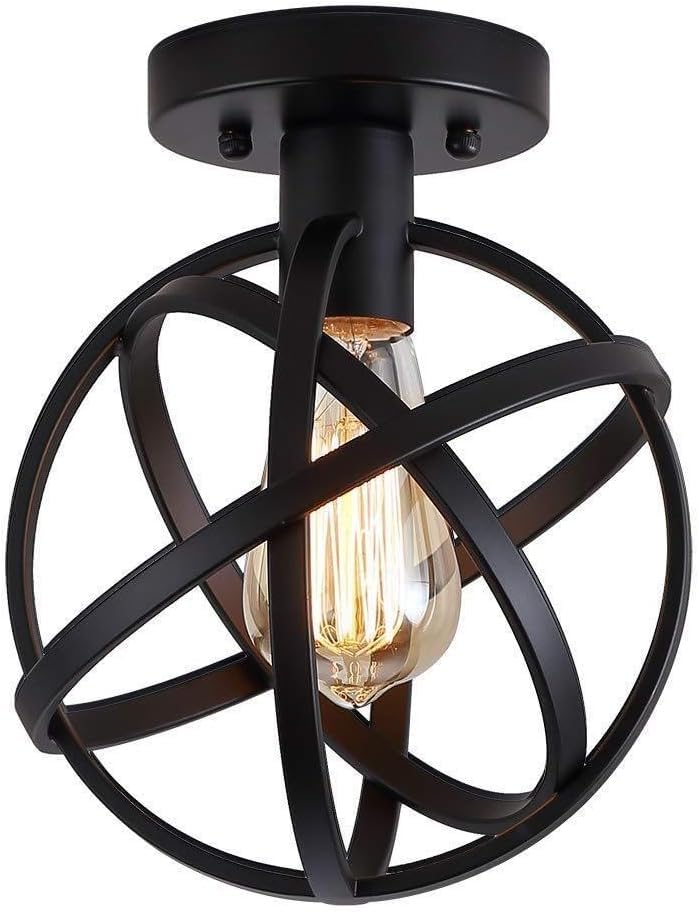 Luminaire haut de gamme style rétro avec finitions en métal noir