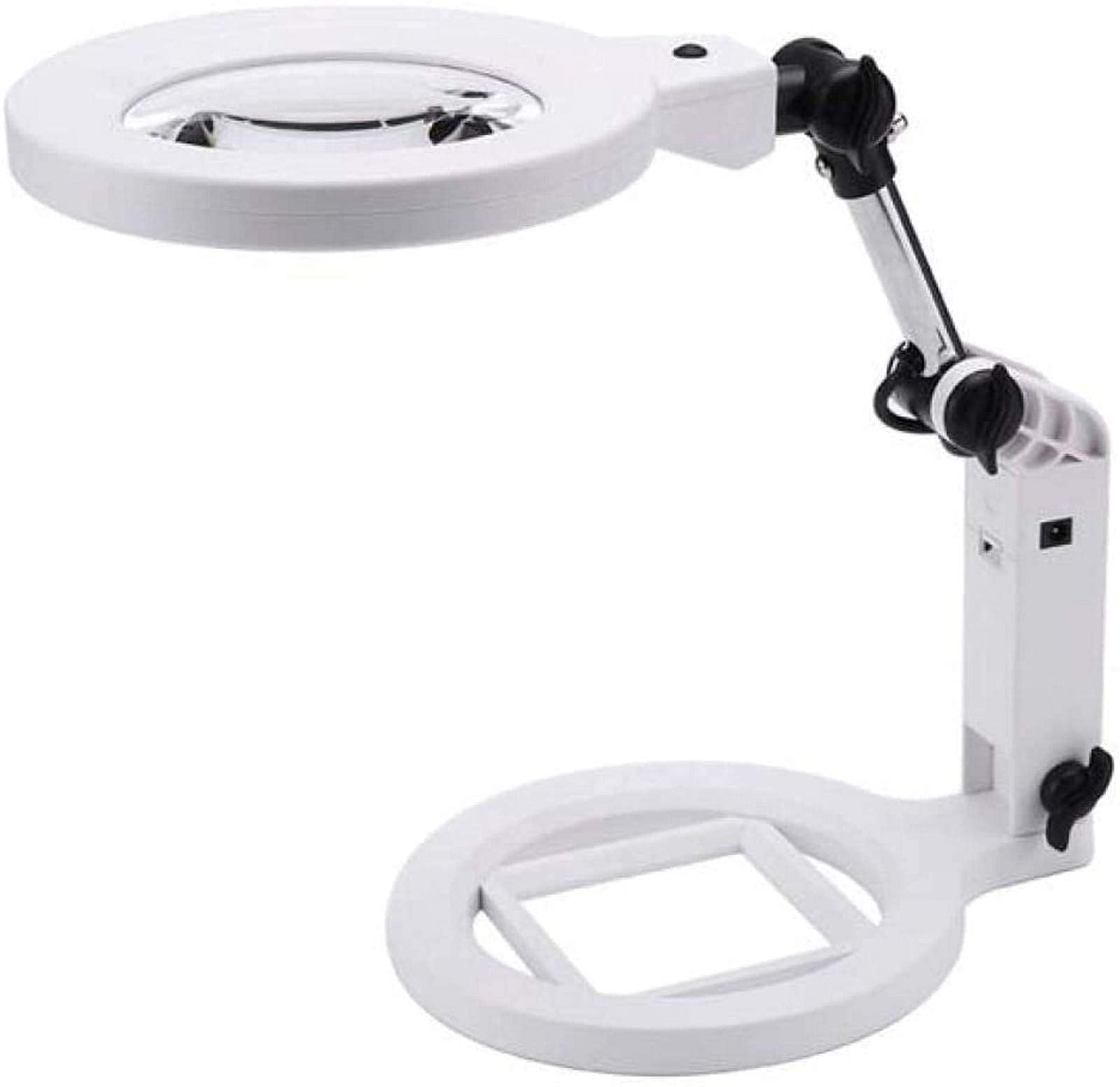 JOZZY Lupa,Lámpara de Escritorio Plegable con 19 LED Regulables y 3 Luces LED de luz Diurna, 2X 5X Mesa Manos Libres - Manualidades Lectura Joyería Soldadura Costura Hobby Inspección Universal