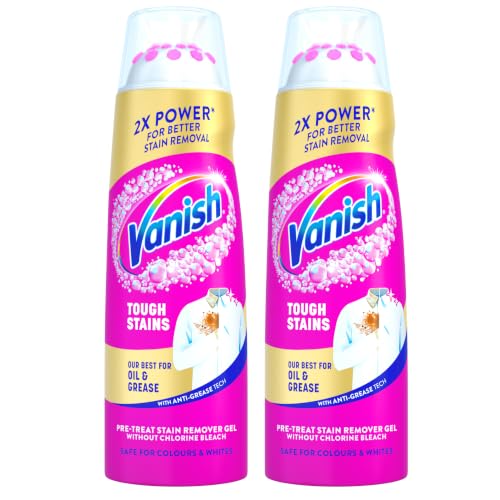 Vanish Pre-Treat PowerGel Stain Remover, 200ml, Pack of 2, 2x Concentrated Formula, Fights Stubborn Grass, Mud, Make-up Stains and More, Safe on Everyday Coloured and White Fabrics
