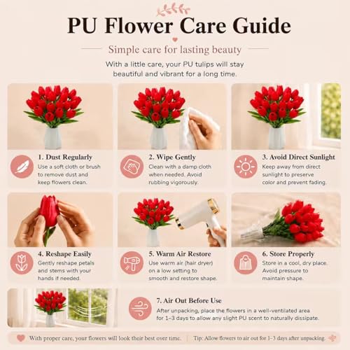 Image of Mandy's 20pcs Artificial Red Tulips