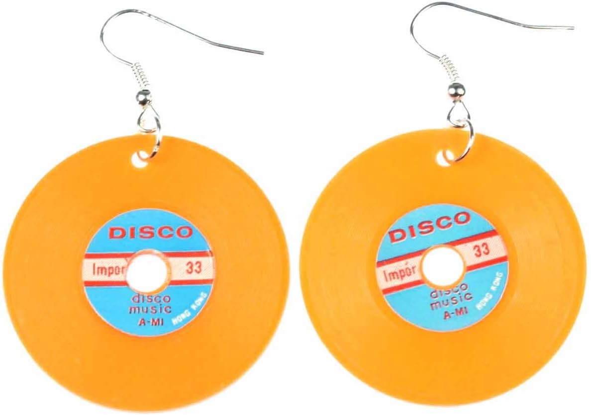 Records Earrings LP Vinyl DJ Music Miniblings Record XL Orange