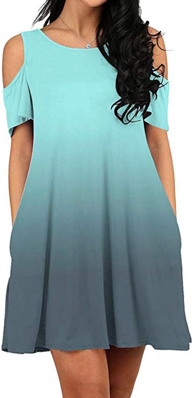 cold shoulder gradient dress