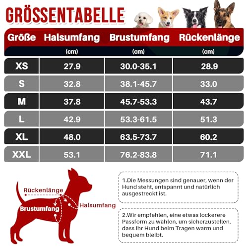 Eyein Wasserdichter Hundemantel mit Geschirr, Fleece Rollkragen Warme Hundewinterjacke mit doppeltem Reißverschluss, reflektierende Hundeschneejacke für kleine mittlere große Hunde, Schwarz, M