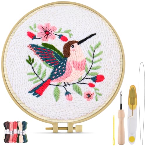 Image of TINDTOP Punch Needle Embroidery Kits, Panda Punch Needle Kits for Adults Beginner, Tool with Punch Needle Fabric, Hoops, Yarns and Sewing Needles (Set D)