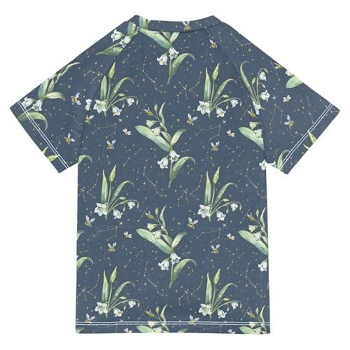ALAZA Kids Rash Guard Girls Toddler Swim Shirts Short Sleeve Daffodil Green UPF 50+ 3T2