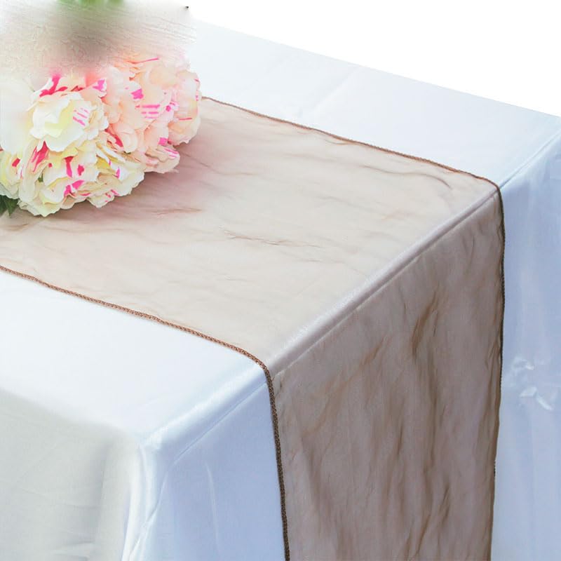 ERRVA Runner da tavolo in organza velata 50 pezzi 30x275 cm decorazione della casa fiocchi per sedie decorazione del telaio per banchetti di feste decorazione della tavola di nozze-verde oliva