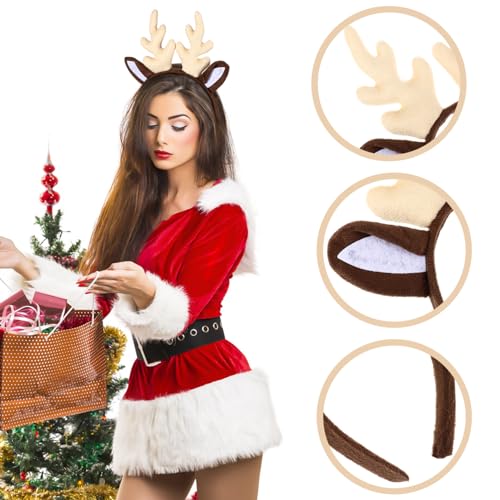 Amosfun Tiara de Rena com chifre de cabelo de Natal com alce para crianças, Natal, aniversário, fest
