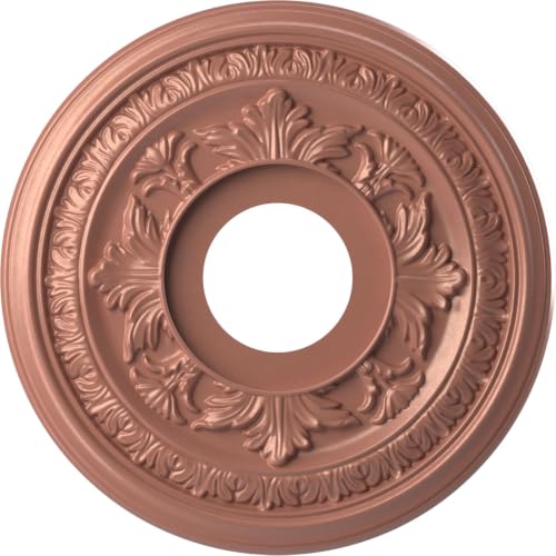 Image of Ekena Millwork CMP13BAFCP Baltimore Thermoformed PVC Ceiling Medallion (Fits Canopies up to 5 1 /4 inch), 13 inchOD x 3 1 /2 inchID x 3 /4 inchP, Universal Pearl Metallic Champagne Pink