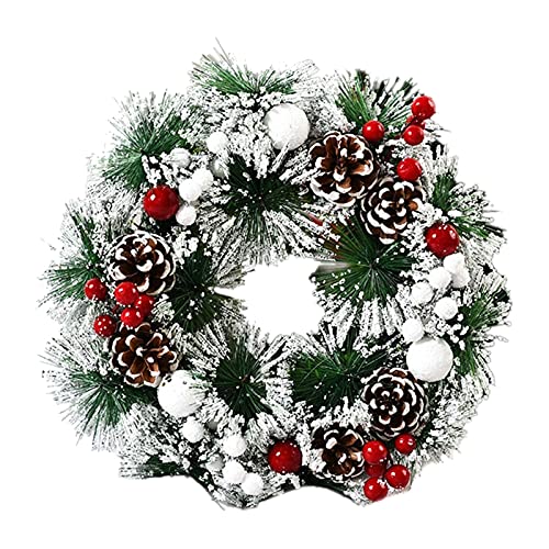 ZWPARTS Guirlande Décoration de Noël Couronne de Noël Guirlandes de Sapin Exterieur Diamètre 30cm avec Cônes Baies arcs Decoration de Noël pour Escaliers Porte Murale Cheminée Cover