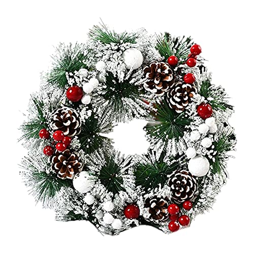 ZWPARTS Guirlande Décoration de Noël Couronne de Noël Guirlandes de Sapin Exterieur Diamètre 30cm avec Cônes Baies arcs Decoration de Noël pour Escaliers Porte Murale Cheminée