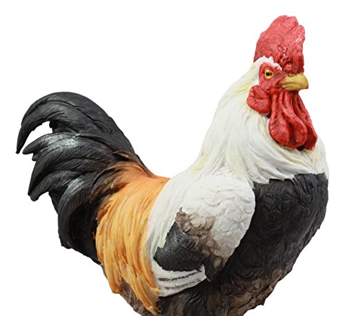 Ebros Black Breasted Rooster Statue With Base 7" Tall Proud Country Chicken Resin Sculpture In Vivid Colors #TOP4