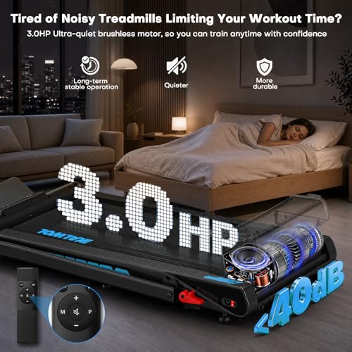 Image of Treadmill with Speaker, 6-in-1 7.5MPH Foldable Treadmill for Home with App Compatible, Walking Pad with 10% Incline, LED Display, 3.0HP Brushless Drive, 350 LB Weight Capacity, 12 HIIT Programs