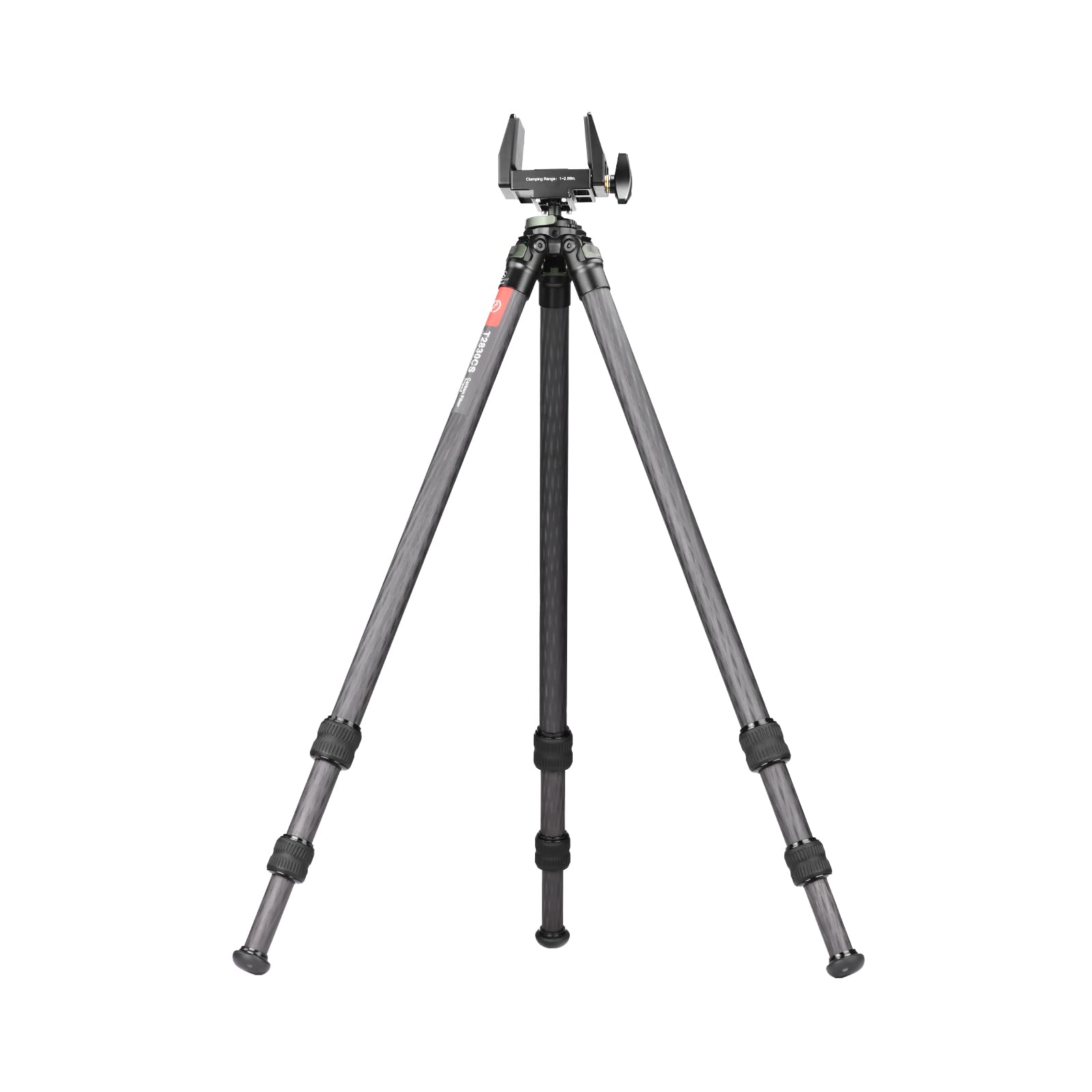 SUNWAYFOTO Trépied de chasse T2830CS-M en fibre de carbone pour fusil, avec tête sphérique et support de selle, charge 20 kg.