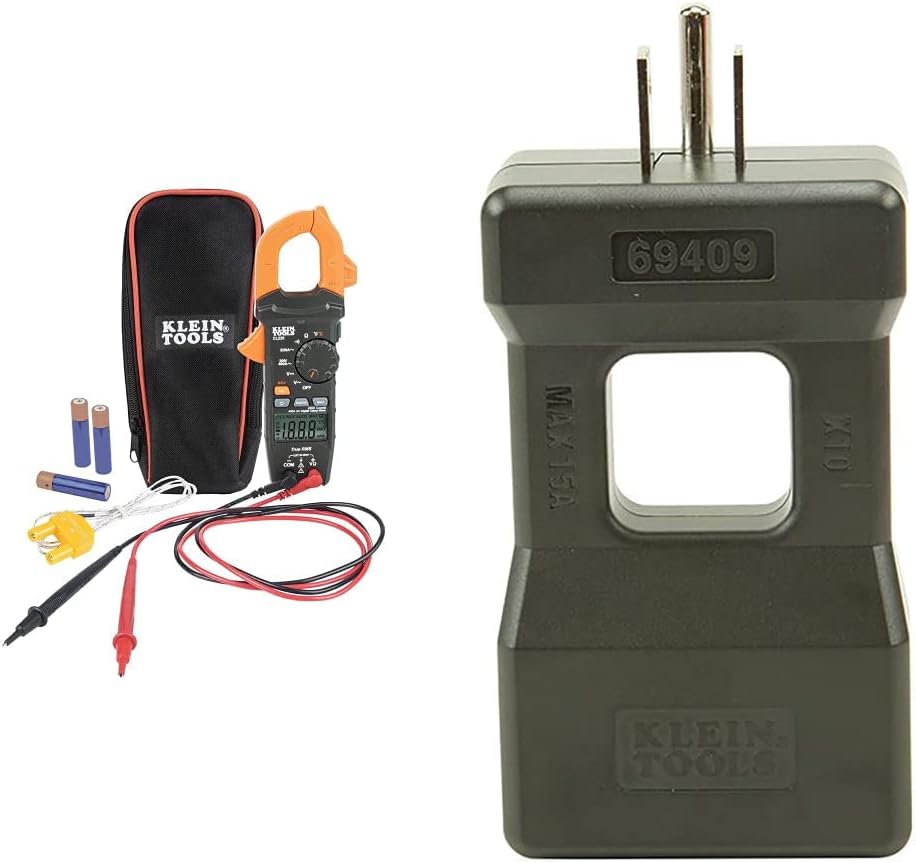 Klein Tools CL220 Digital Clamp Meter, Auto-Ranging 400 Amp AC, AC/DC Voltage, TRMS, Resistance, Continuity, NCVT Detection, and Temp & 69417 Rare-Earth Magnetic Hanger, with Strap