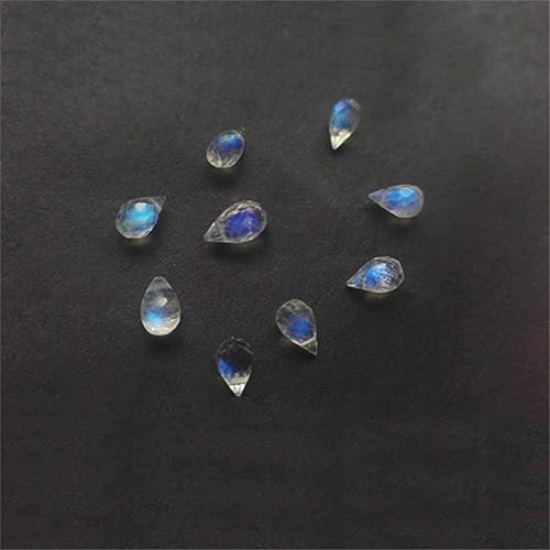 Miniatura 5 de Metzakka Rainbow Moonstone Sterling Silver Necklace for Women, Handmade Genuine Teardrop Healing Stone, 16-18 Chain June Birthstone Jewelry