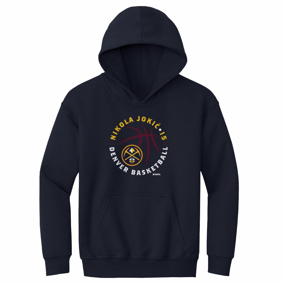 500 LEVEL Nikola Jokic Denver Nuggets Youth Hoodie Sweatshirt - Nikola Jokic Denver Nuggets Player Ball WHT
