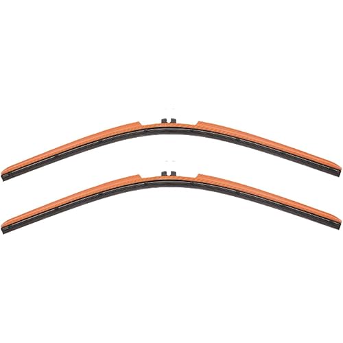 Autotex Clix Wipers - Orange Carbon Fiber Automotive Wiper Blades - Universal Clip On Replacement Windshield-Wipers - All-Weather - Wiper Blade Starter Set With C Clips (18in/18in)