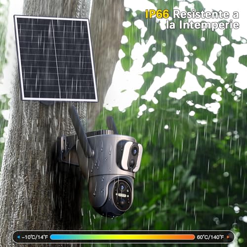 Xega 4G Camara Solar Exterior con Sim【Doble Lente】 14400mAh LTE Cámara Vigilancia Inalámbrica con Batería 2K HD IP PTZ 355°/100°, Detección Humana, Visión Nocturna, Alarma de Luz y Sonido,(Sin WiFi) - imagen 6