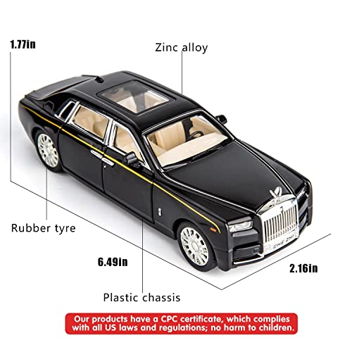 Image of DREAMY DEN Exclusive Alloy Metal Pull Back Die-cast Car 1:32 Roll Royce Phantom Diecast Metal Pullback Toy car with Openable Doors & Light, Music Boys Gifts Toys for Kids【 Silver 】