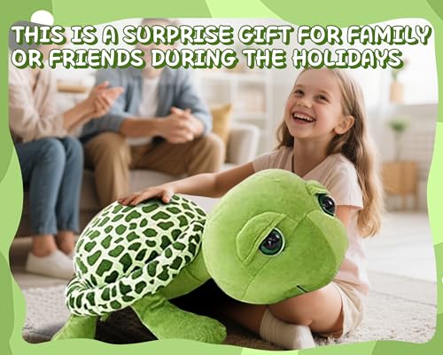 AURWEL 60cm XXL Plüschtier Schildkröte Kuscheltier | Super Weich mit Premium-PP-Füllung |Schildkröten-Spielzeug & Stofftiere-Deko für Wohnzimmer und Entspannung Familie