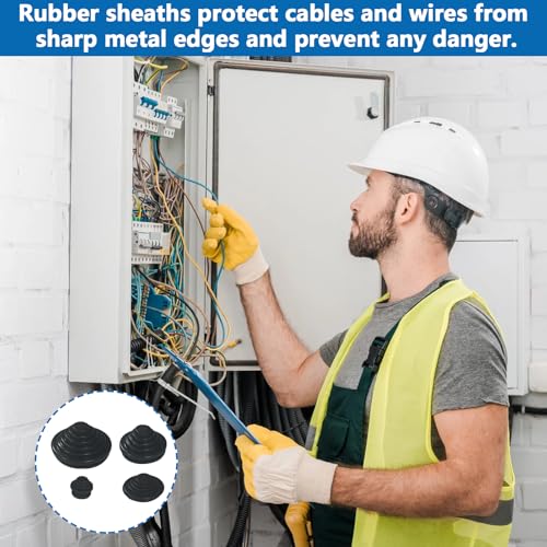 Menibeuty 60Stück Kabeldurchführung Gummi Für Kabel Draht, Gummitüllen Für Kabel 10/20/25/30 mm Gummi Tower, Kabeltülle Gummi(Schwarz)