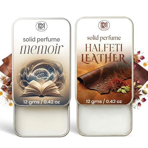 Image of Dr.Mashur Solid Perfume |Halfeti leather&Memoir Alcohol Free Wax Perfume Balm, Long Lasting | Pocket Tin 12g, Pack Of 2| Non Greasy Smooth Glide, Travel Friendly Unisex Gifts He Or Her