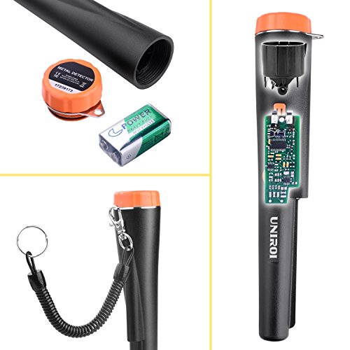 UNIROI PinPointer Metal Detector with Waterproof Case, Metal Detector with 9V Battery, Buzzer Vibration LED Indicator Automatic Tuning (New Version)