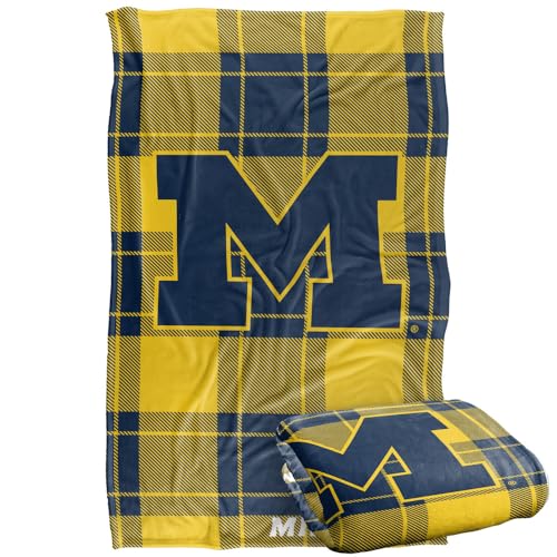 LOGOVISION University of Michigan Campus Plaid Spirit Silky Touch Super Soft Throw Blanket 36x58