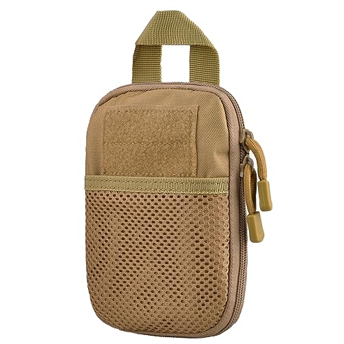 JEELAD Molle Pouches Tactical Pouches EDC Tool Bag Hanging Waist Bag Military Carry Accessory Belt Utility Pouch (Khaki)