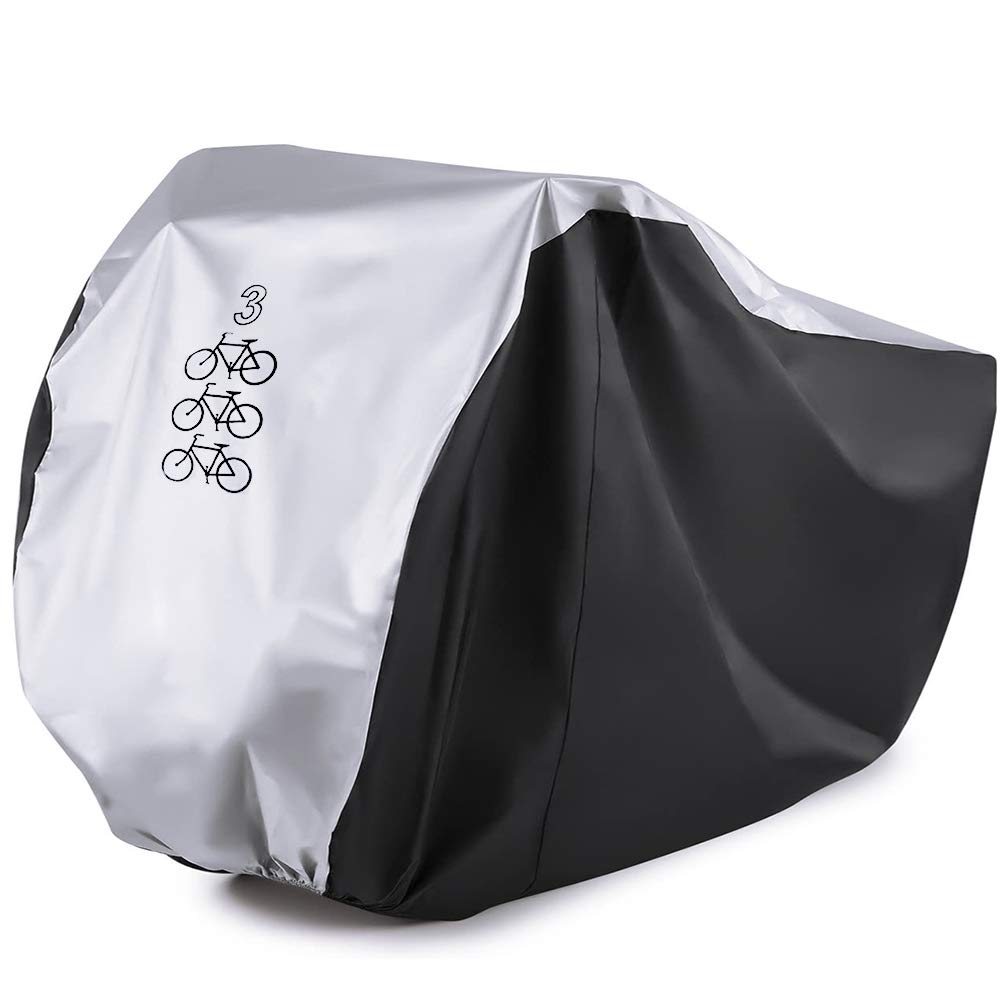 ALBOYI Bike Cover for 3 Bikes, Waterproof Dustproof Cycle Bicycle Rain Cover, Cycle Cover Outdoor Resistant UV Protection for Mountain Bike, Road Bike Outside Storage