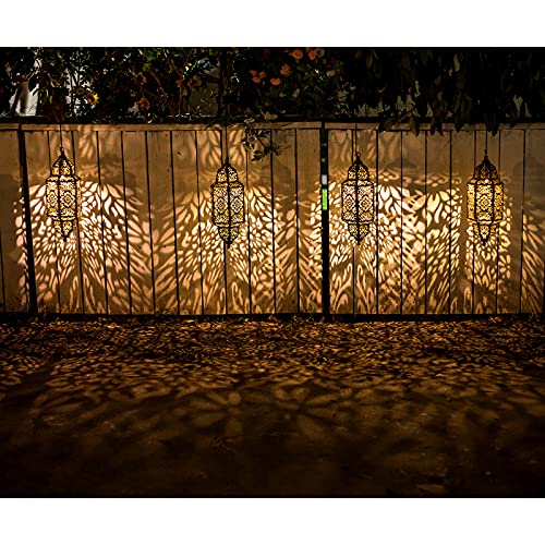 Lifeel Solar Lantern for Outdoor Use, Moroccan Garden Decorative Lamp, Hanging Metal LED Light for Tree, Patio (Bronze) - Image 4