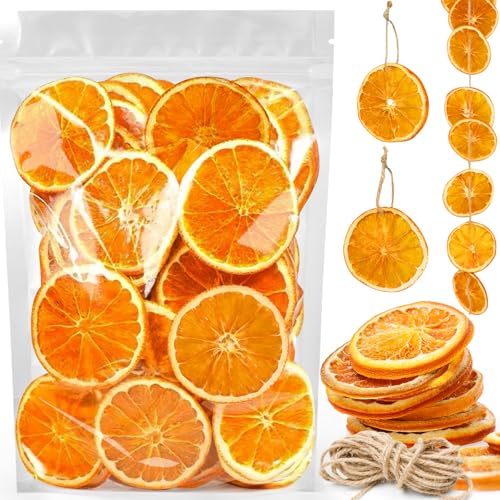 50 Pcs Dried Orange Slices, Natural Rustic Ornament for Hanging