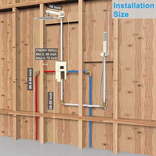 Rain Shower System Sets Faucet: Embather 10 Inch Overhead Rainhead Shower Combo Set With Handheld And Valve-Luxury Modern Mixer Rainfall Brushed Nickel Shower Faucets Sets Complete #TOP2