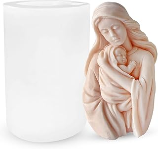 ZAKVOOR 3D Virgin Holding a Child Candle Mold Resin Casting Silicone Mold for DIY Aromatherapy Candles Wax Plaster Polymer Clay Decoration