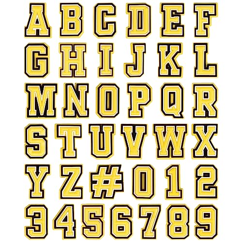 CUNUEN 37 Pcs Letter Number Charms for Clogs Shoe Decoration (Color: Yellow)
