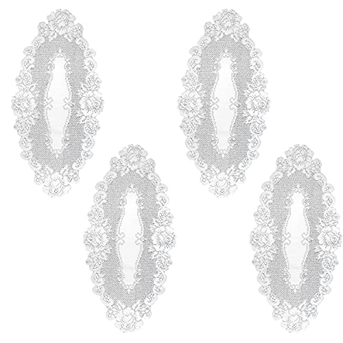 Heritage Lace VT-1224W-S 12 x 24 in. Vintage Rose Doilies, White - Set of 4