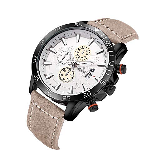 Preisvergleich Produktbild IF.HLMF Herren-Armbanduhr, Auto-Zifferblatt, Multifunktions-Chronograph, Sekundenanzeige, Quarzuhrwerk, Herren-Armbanduhr, Sport-Armbanduhr Brownkhaki