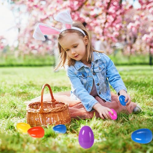 Image of 12Pcs Plastic Bright Easter Eggs Assortment, 3.15'' Fillable Easter Eggs Empty Bulk, Perfect for Easter Egg Hunt /Surprise Egg (Pack of 3)
