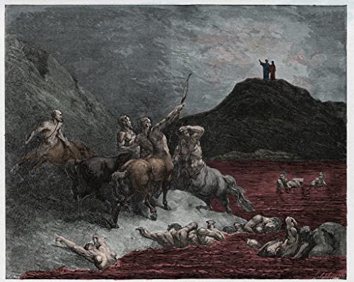 Affiche Inferno Canto Nessus Gustave Doré impression toile décoration de salon 60x90cm