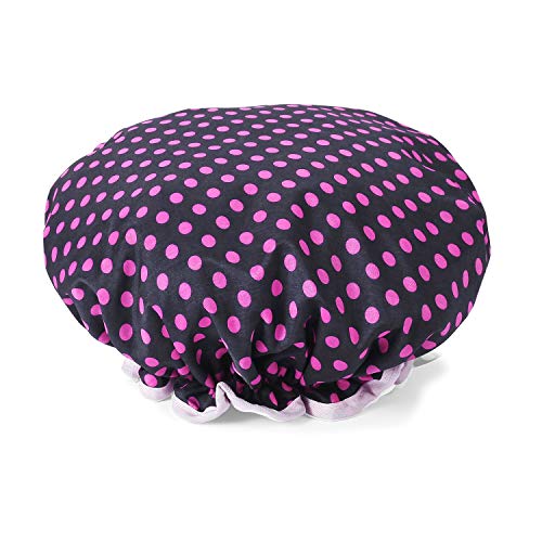Rose Dots Shower Cap, Double-layer Waterproof Bath Hat for Women