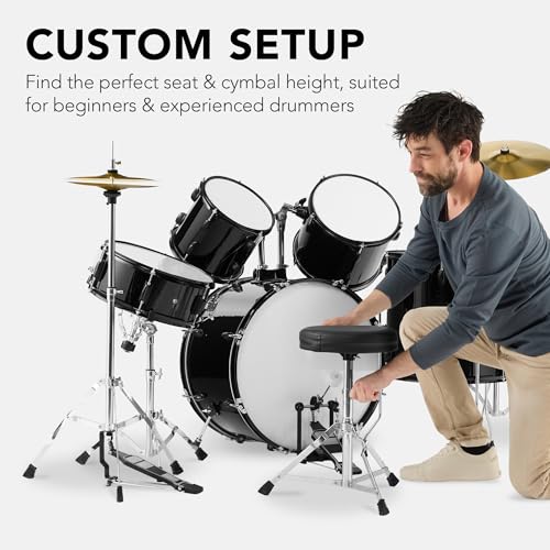 Best Choice Products 5-Piece Full Size Complete Adult Drum Set w/Cymbal Stands, Stool, Drum Pedal, Sticks, Floor Tom - Black