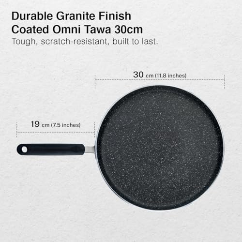 Prestige Omega Granite Non-Stick Dosa Tawa 30cm | 5-Layer Coating | Gas & Induction Compatible | PFOA Free | Metal Spoon Friendly | Sturdy Handle |... - Image 4