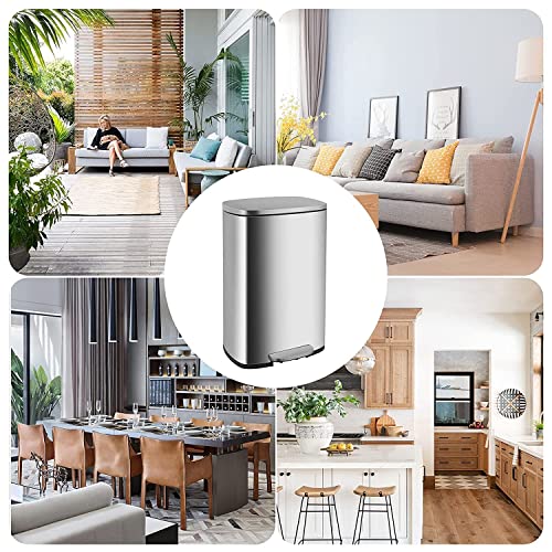13.2 Gallon(50L) Trash Can, Fingerprint Proof Stainless Steel Kitchen Garbage Can With Removable Inner Bucket And Hinged Lids, Pedal Rubbish Bin For Home Office #TOP4