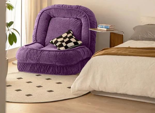 Image of 1 Seater Luxurious Human Dog Bed for People and Adults|Velvet Recliner Lounge Style Soft Human Dog Sofa with Plush Cushioning for Reading and Relaxation (Cotton Fabric),Lavender