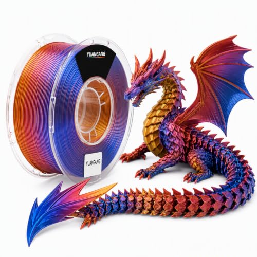 YUANEANG PLA 3D Printer Filament, Silk Tricolor PLA Filament, Dimensional Accuracy +/- 0.03 mm, 1 kg Spool(2.2lbs), 1.75