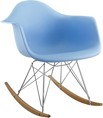 Aron Living Atoll 26" Mid-Century Plastic Rocker Arm Chair in Blue