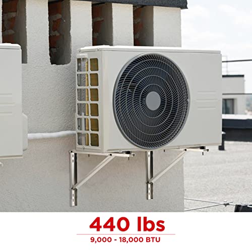 Image of TURBRO Wall Mount Stand for Mini Split Ductless Air Conditioner Heat Pump System, Sturdy Aluminum Alloy Bracket, Support Condenser up to 440 lbs (7,000-24,000 BTU), 1 Pair | Dual Cross-bars, For Mini Split Condensers
